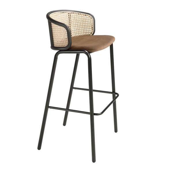 Angel Cerdá Rattan and brown velvet stool 4128
