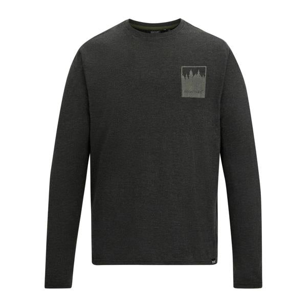 Regatta Mens Maylow Retro Poster Back Print Long-Sleeved T-Shirt - Black - 