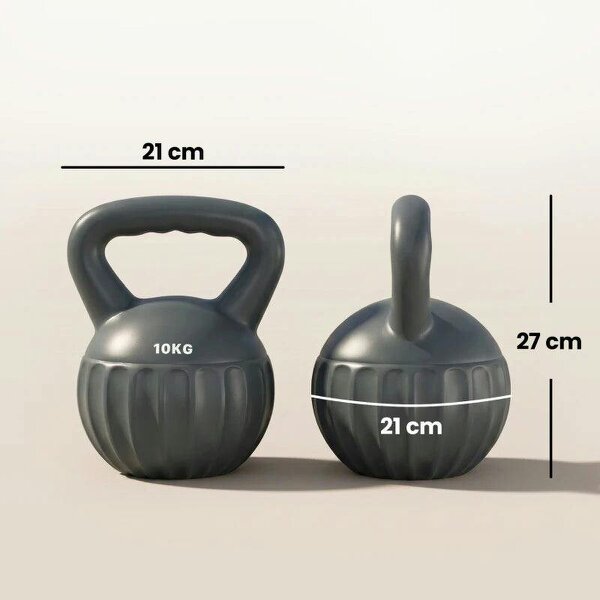Kettlebell for Strength Training Kettle Bell with Non-Slip Handle 10 kg Grey