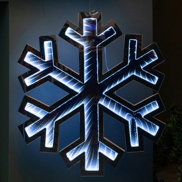 Samuel Alexander 40cm Infinity Light up Hanging Christmas Snowflake Decoration with White LEDs