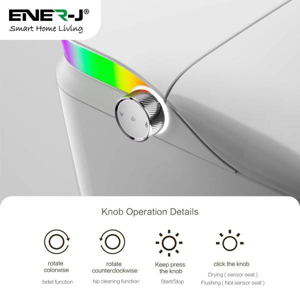 ENER-J HygienePro Smart Toilet with Instant Heating, Heated Seat, UV Sterilisation & Remote Control, Integrated Tank Bidet System