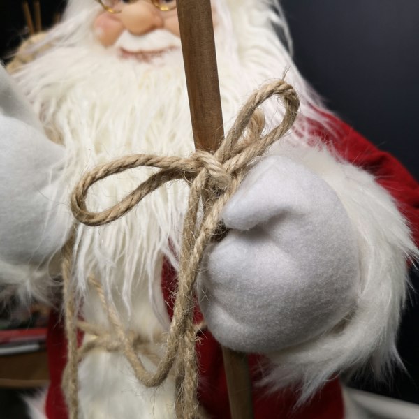 Samuel Alexander 60cm Battery Operated Red Standing Light up Santa Claus with Brown Woven Sack