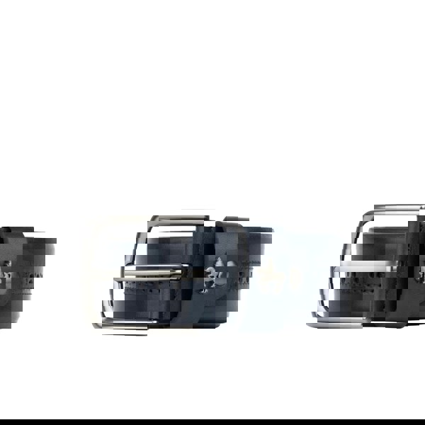 Embassy London Scott - Navy - Men's smooth full-grain navy leather belt with brogue style