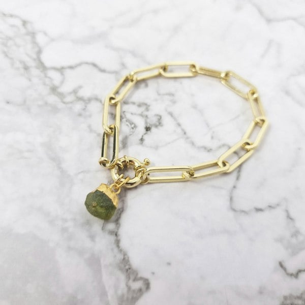 18ct Gold Plated Paperclip Birthstone Bracelet