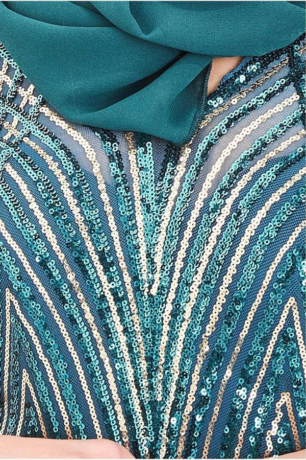 Modesty Two Toned Sequin Maxi - Emerald Green DR3494MOD