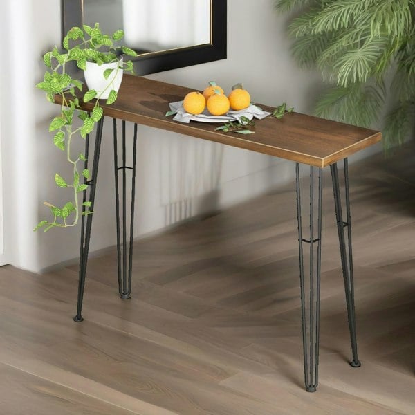 Rafaelo Mobilia Industrial Console Table With Metal Hairpin Legs