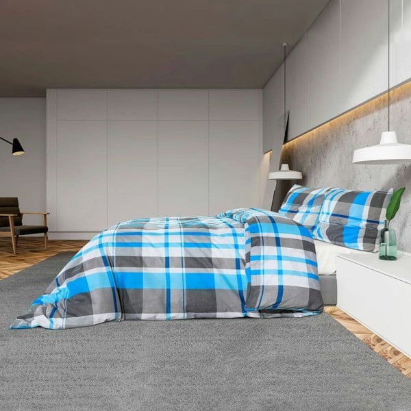 Berkfield Duvet Cover Set Blue and Grey 240x220 cm Cotton