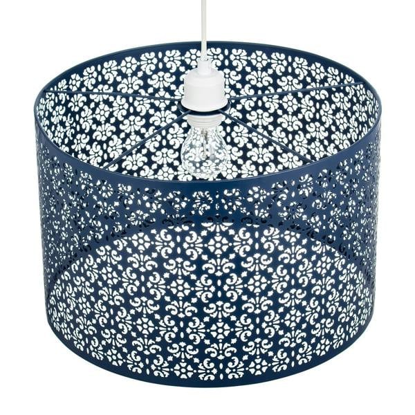 Moroccan Designed Large Midnight Blue Pendant Shade with Floral Decor Image 4