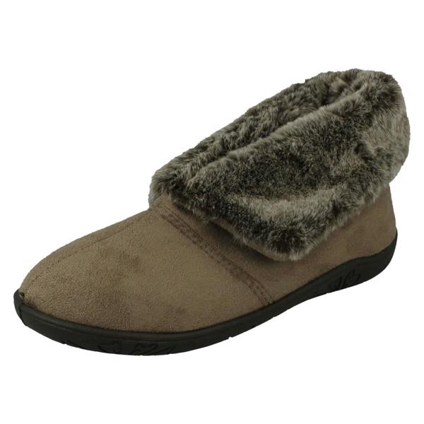 Padders Ladies Padders Faux Fur Cuffed Slippers Esme