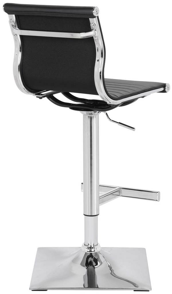 Lamboro Rovigo Breakfast Bar Stool, Chrome Footrest, Height Adjustable Swivel Gas Lift, Home Bar & Kitchen Faux-Leather Barstool, Black