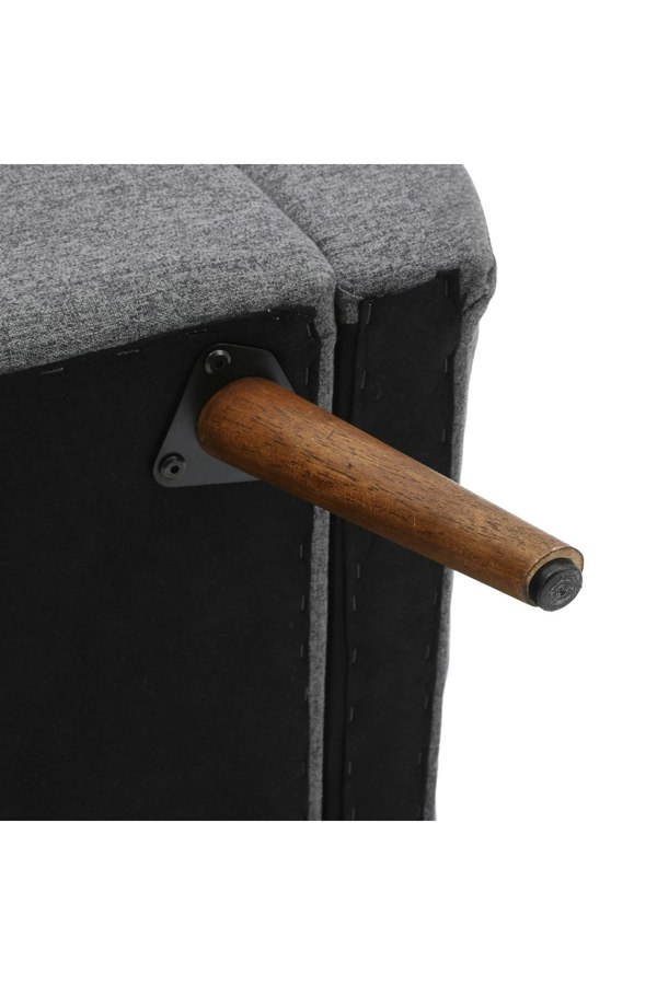 Living and Home 2-Seat Linen Upholstered Storage Bench with Side Arms and Walnut Colored Legs