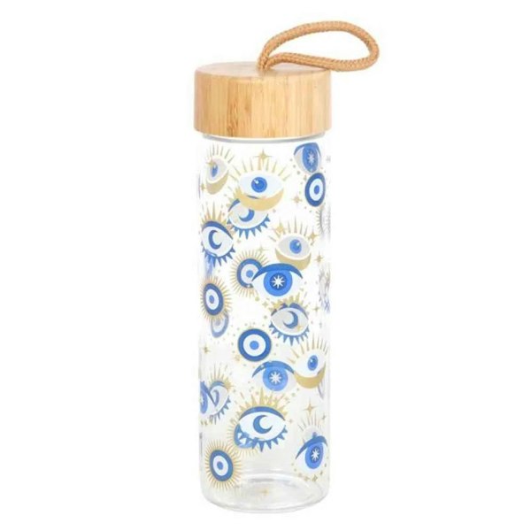 Something Different All Seeing Eye Glass Reusable Water Bottle - Clear/Blue/Beige