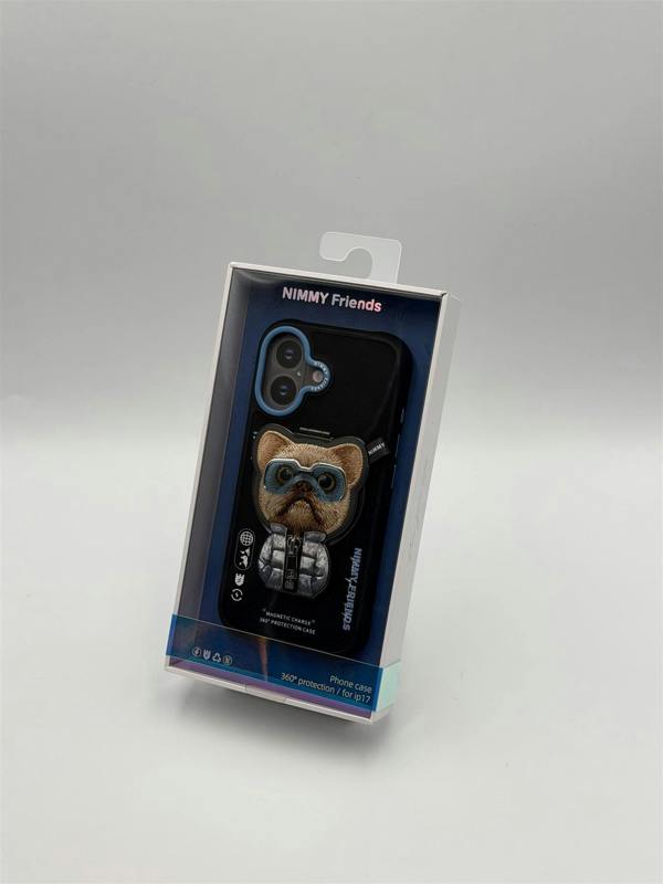 Nimmy Friends Nimmy Cool & Cute 2.0 Little Rich Tycoon Dog Case with MagSafe Stand for iPhone 17 6.3" Black Blue - N-YJKM-CXZJZH-IP17-07
