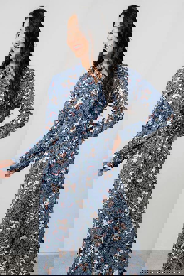 Lily & Me Anya Printed Midi Shirt Dress Navy