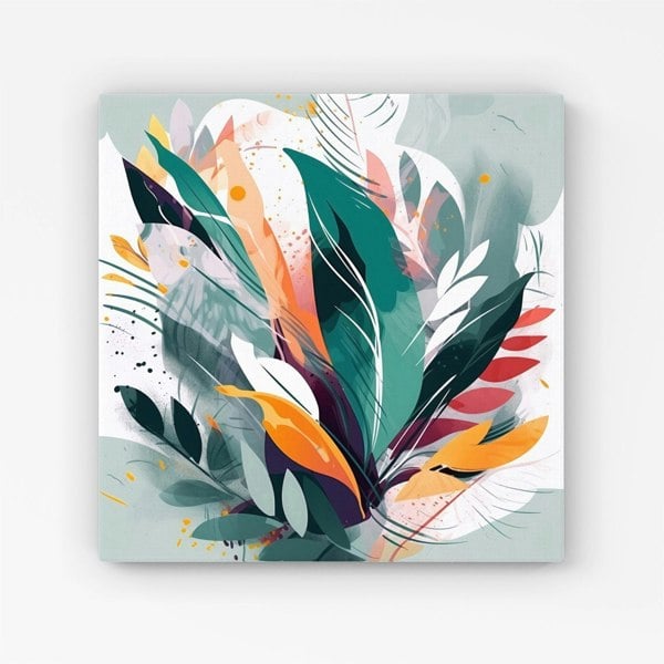 Warren Reed Coloured Abstrace Feather Leaves Canvas