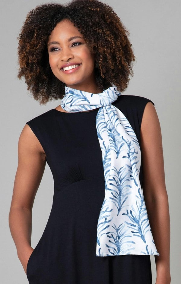 Alie Street London Azra Woven Scarf Blue and White Floral