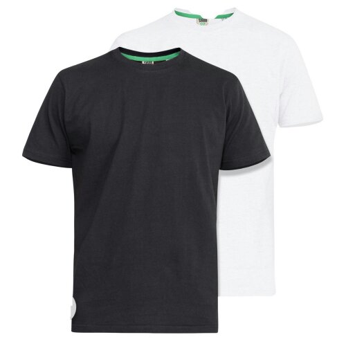 Duke Mens D555 Fenton Kingsize T-Shirt (Pack Of 2) - Black/White