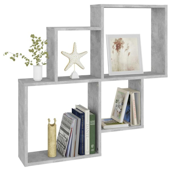 Berkfield Wall Cube Shelf Concrete Grey 80x15x78.5 cm Engineered Wood