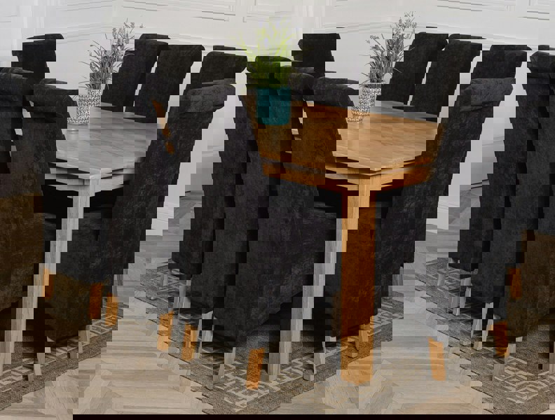 That's Furniture Oslo 180 x 90cm Large Oak Dining Set with Montana Fabric Chairs