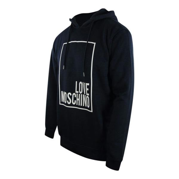 Moschino Love Moschino Navy Blue Hoodie White Box Logo