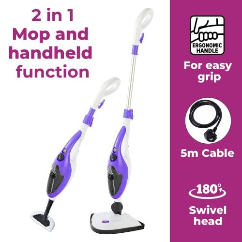 Neo Direct Purple 10 in 1 1500W Hot Steam Mop Cleaner and Hand Steamer