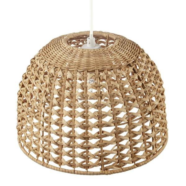 Vintage Intricate Woven Lattice Light Toned Rattan Pendant Light Shade Image 3