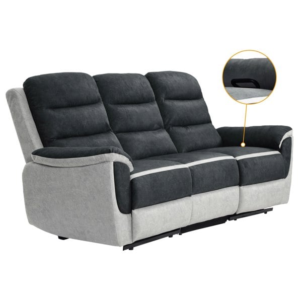 Comfy Living Two Tone Contrast Fabric Recliner Set Chair 2 Seater Sofa 3 Seater Sofa Grey