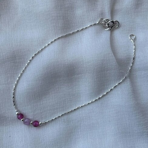 The Colourful Aura Pure Silver Colourful beaded Summer Indie Boho Indian Payal Anklet