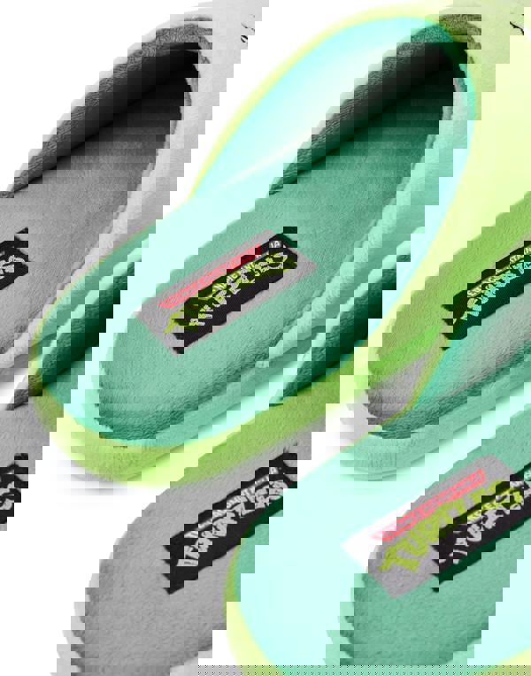 Teenage Mutant Ninja Turtles Mens Green Character Face Mule Slippers