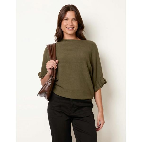Blue Vanilla Knitted Frill Sleeve Batwing Jumper