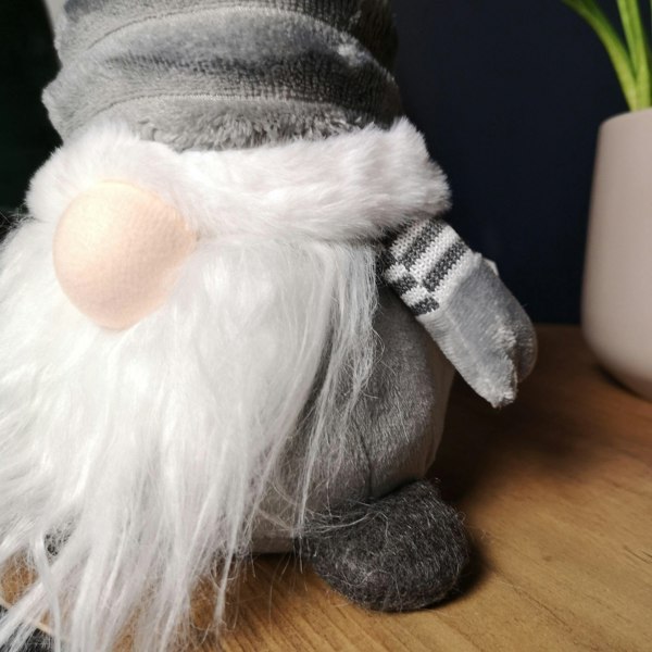Samuel Alexander 40cm Sitting Plush Christmas Gonk with Grooved Hat in Grey