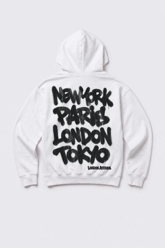 London Attitude Oversized City Graffiti Graphic Hoodie