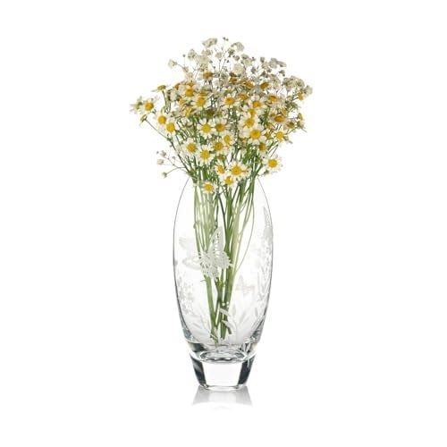 Diamante 'Butterfly' Etched Bud Vase - 18cm