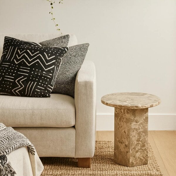 Wyld Haus Bremen Brown Marble Round Side Table Hexagon Base