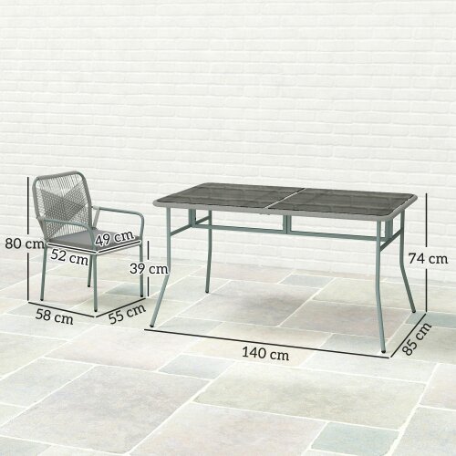 Wyld Haus Rolapa Rattan Rope Grey 4 Seater Outdoor Garden Dining Set With Stackable Chairs