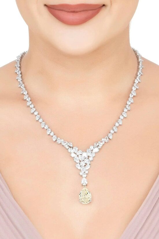 Latelita Lydia Statement Necklace Moissanite Silver
