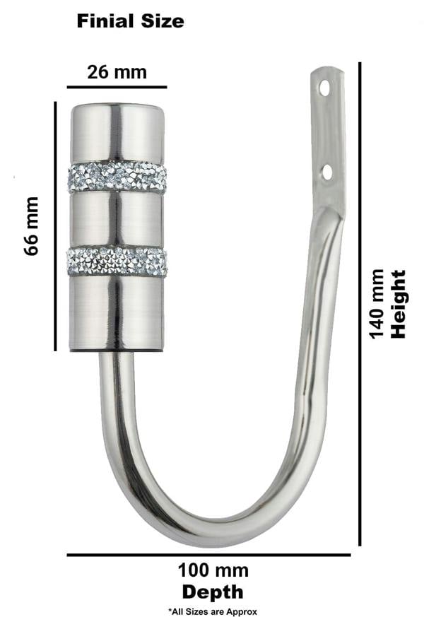 A.Unique Home Pair of Diamante Barrel Metal Holdbacks (Pair of Holdbacks) - Brushed Steel
