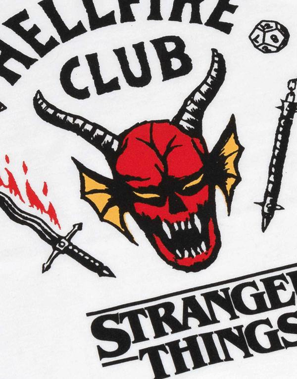 Stranger Things Unisex Kids White Hellfire Club Logo Print Short Sleeved T-Shirt