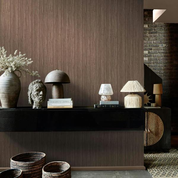 Abigail Ahern Fibre Stripe Wallpaper | Sable