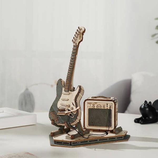 Dyzi 140 Piece Electric Guitar 3D Wooden Puzzle Model Kit