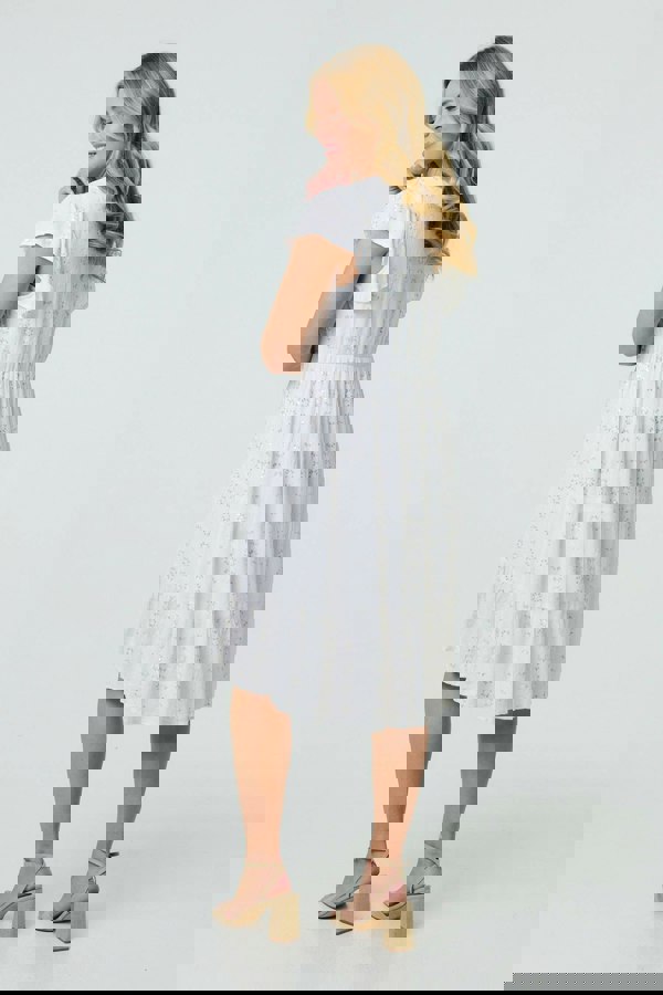 White | Embellished Relaxed Midi Dress
