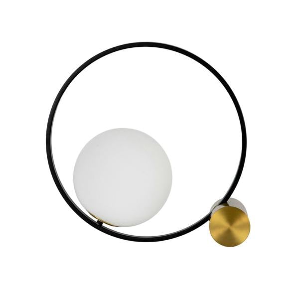Angel Cerdá White glass and black steel table lamp with polished gold steel base 8096