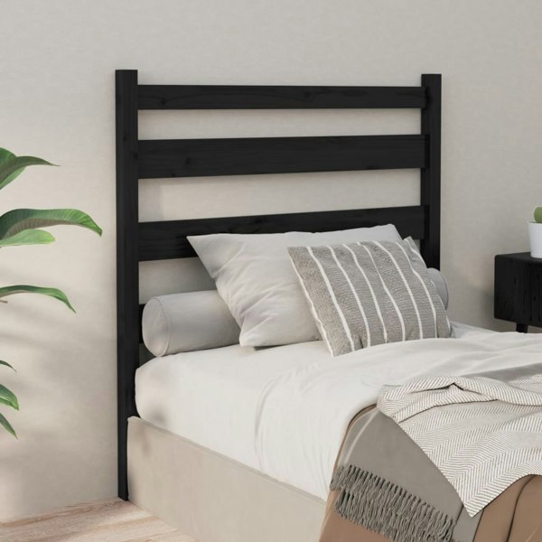 Berkfield Bed Headboard Black 81x4x100 cm Solid Wood Pine