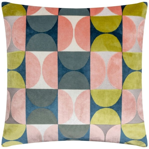 Paoletti Bardot Cut Velvet Cushion Cover - Pink/Avocado Green