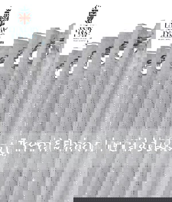 Luxury Living Triple Woven Blackout Velvet Diamante Ring Top Curtains