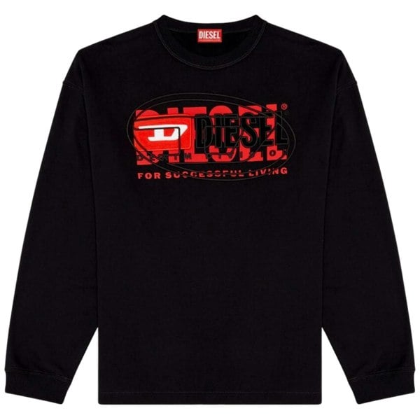 Diesel Double Division Logo Black Sweatshirt L