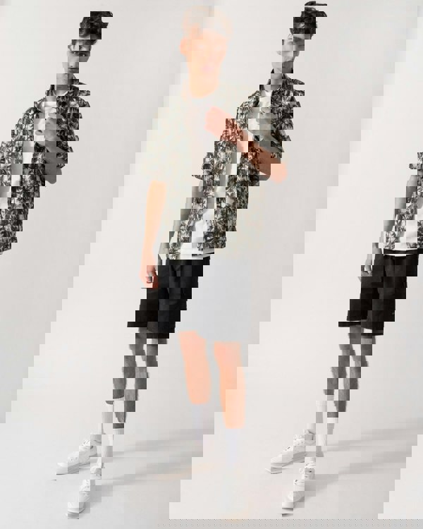 Armani Exchange Armani Exchange Mens Palm Tree Print Hawaiian Shirt