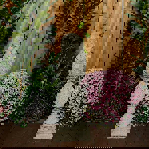 Stone Cast Owl on Post Garden Bird Statues