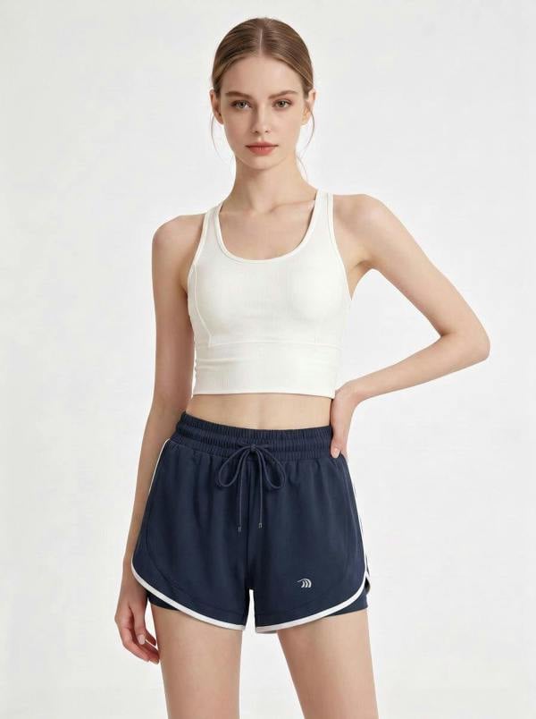 Anniou Women's 2-in-1 Athletic Shorts - navy