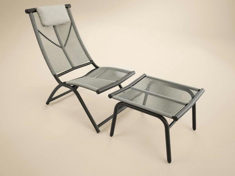 SOLACE+CO Esen Garden Lounge Chair with Footstool Set Brown